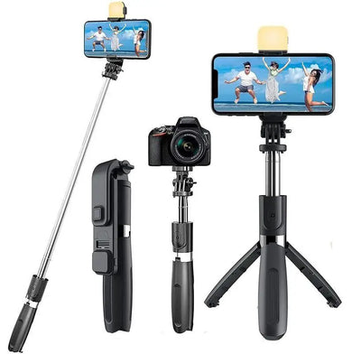 Extendable Flash 3-In-1 Selfie Stick Tripod With Bluetooth Remote