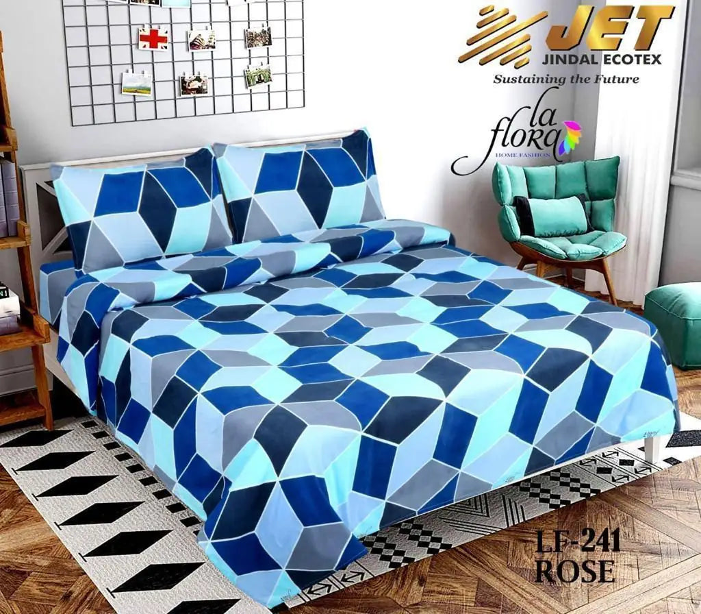 1 Double Bedsheet with 2 Pillow Covers