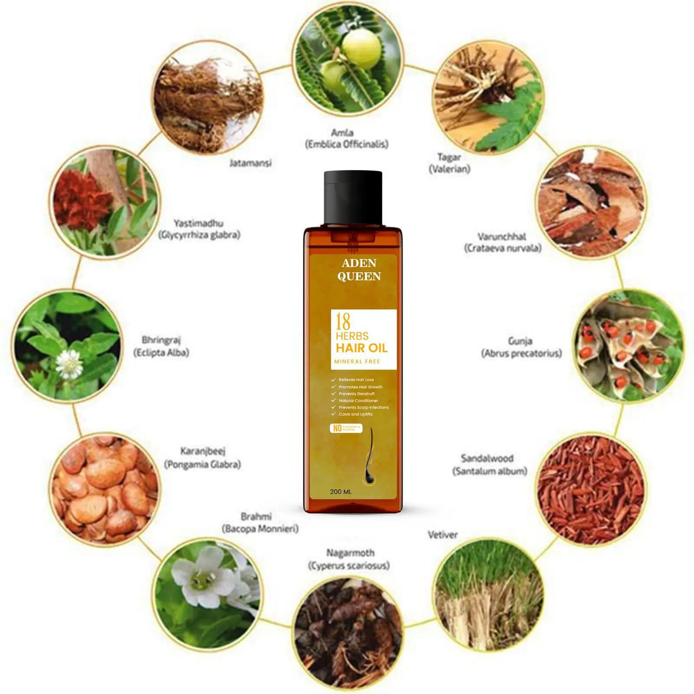 Aen Queen 18 Herbs Hair Oil 200Ml (Pack Of 2)